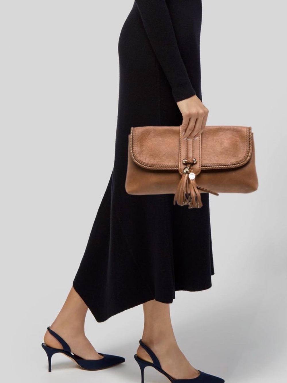 GUCCI Leather Marrakech Tassel Clutch - Tan - Picture 3 of 16